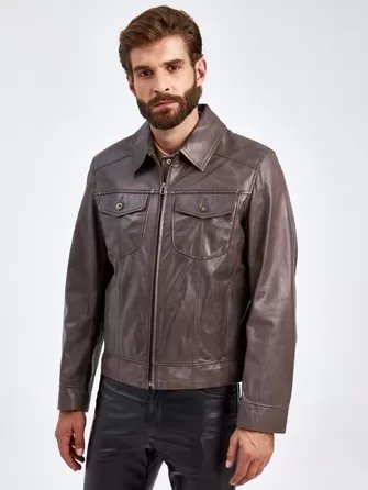 Короткая кожаная мужская куртка Ray-0
