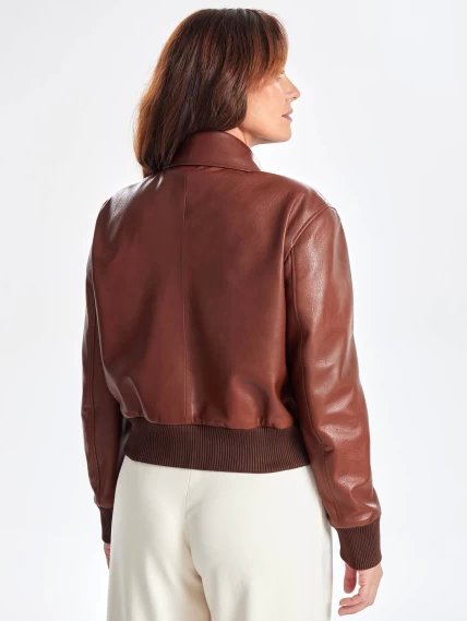 Короткая кожаная куртка бомбер для женщин премиум класса 3066, песочная, размер 44, артикул 23800-4
